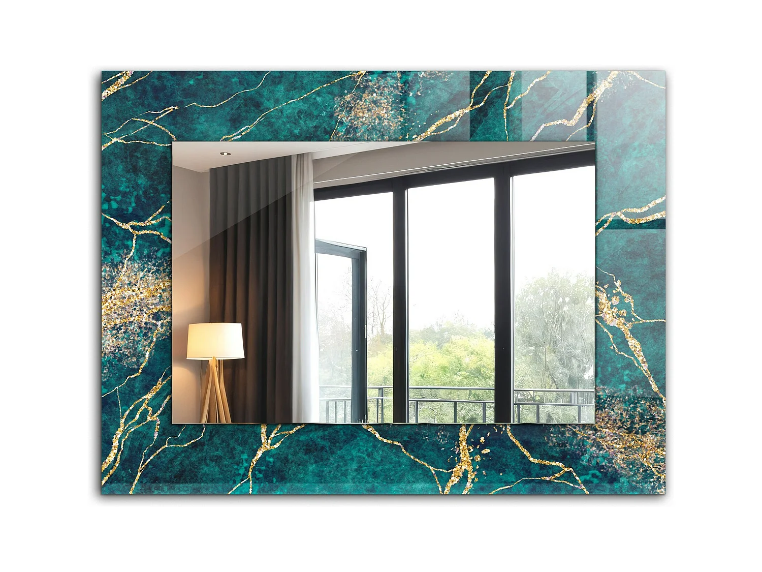 Miroir décoratif avec cadre Marbre vert 80 x 60 cm