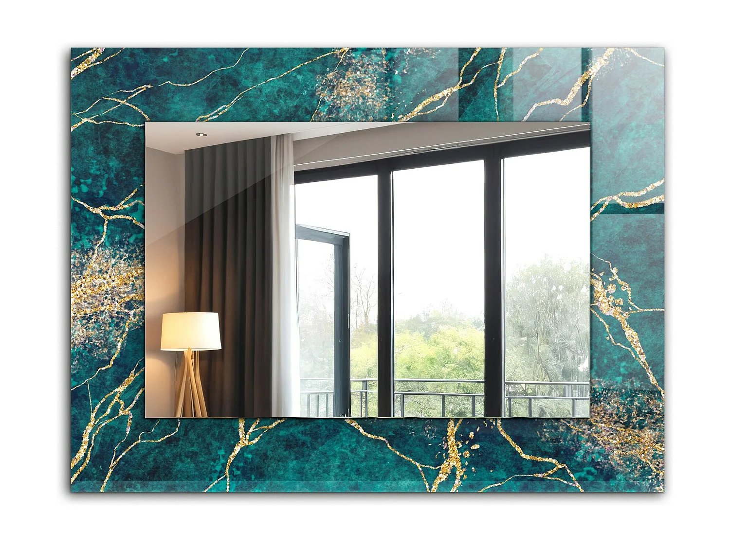 Specchio decorativo con cornice Marmo verde 80 x 60 cm