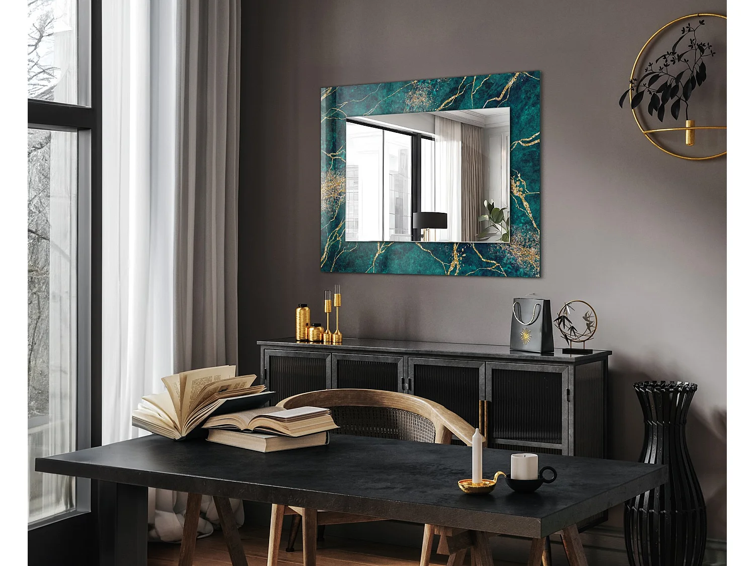 Specchio decorativo con cornice Marmo verde 80 x 60 cm