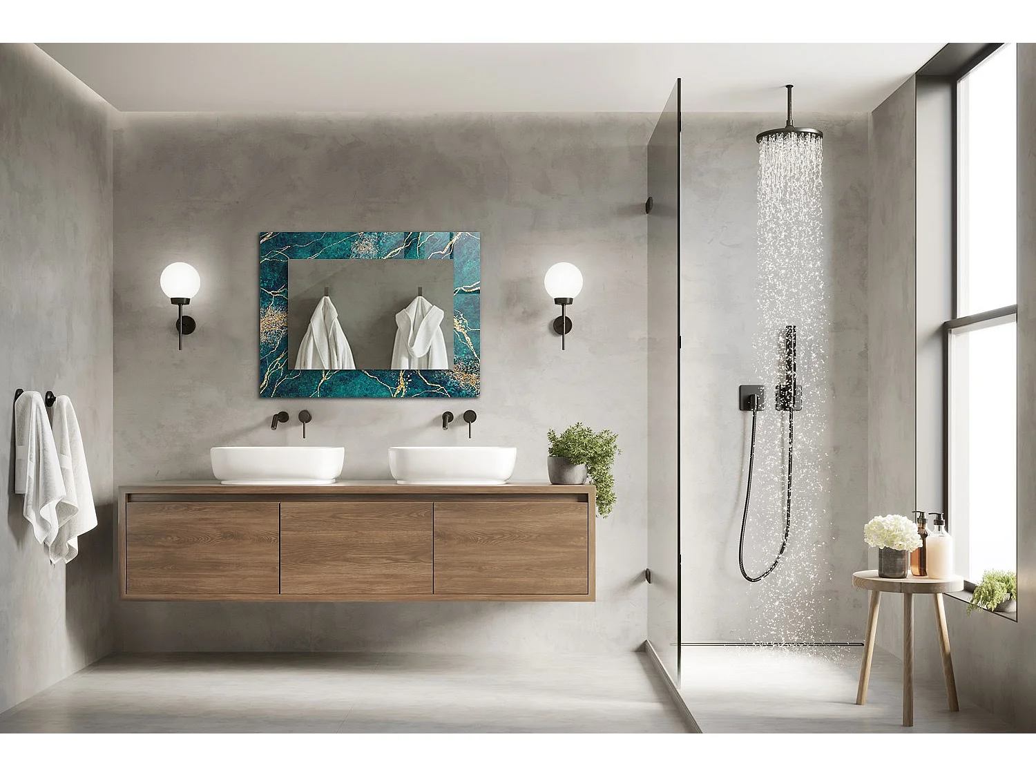 Specchio decorativo con cornice Marmo verde 80 x 60 cm