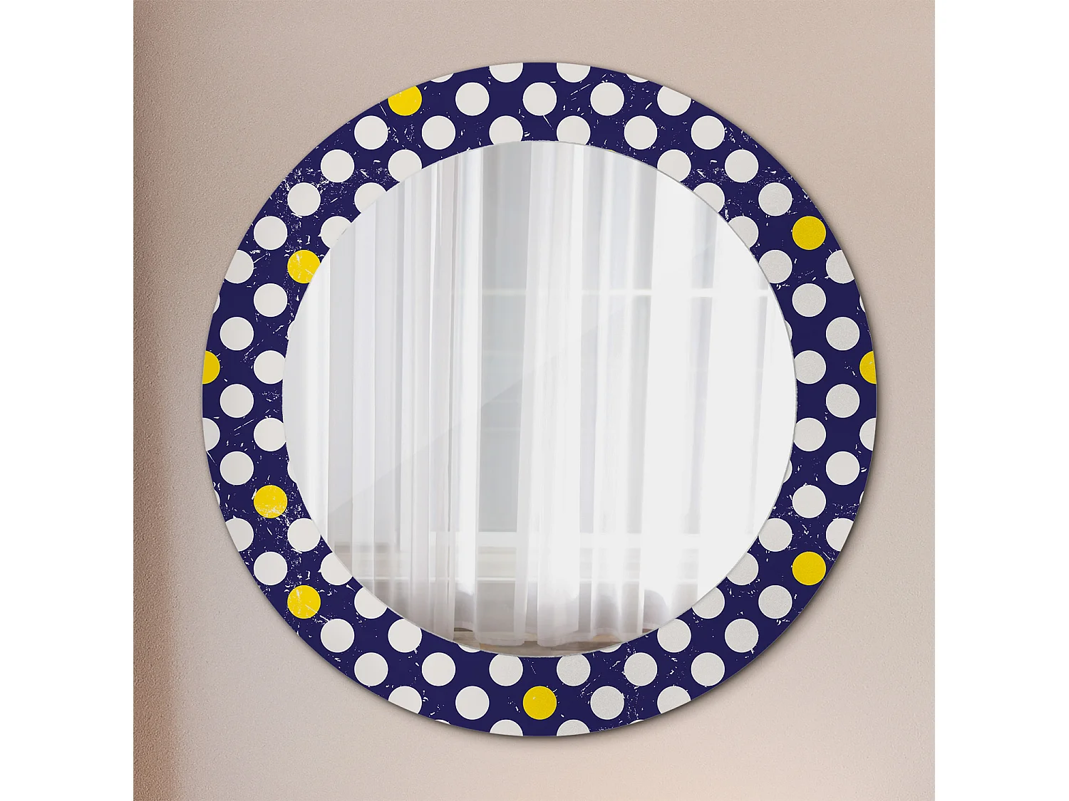 Miroir rond décoratif - Pois rétro - 70 cm