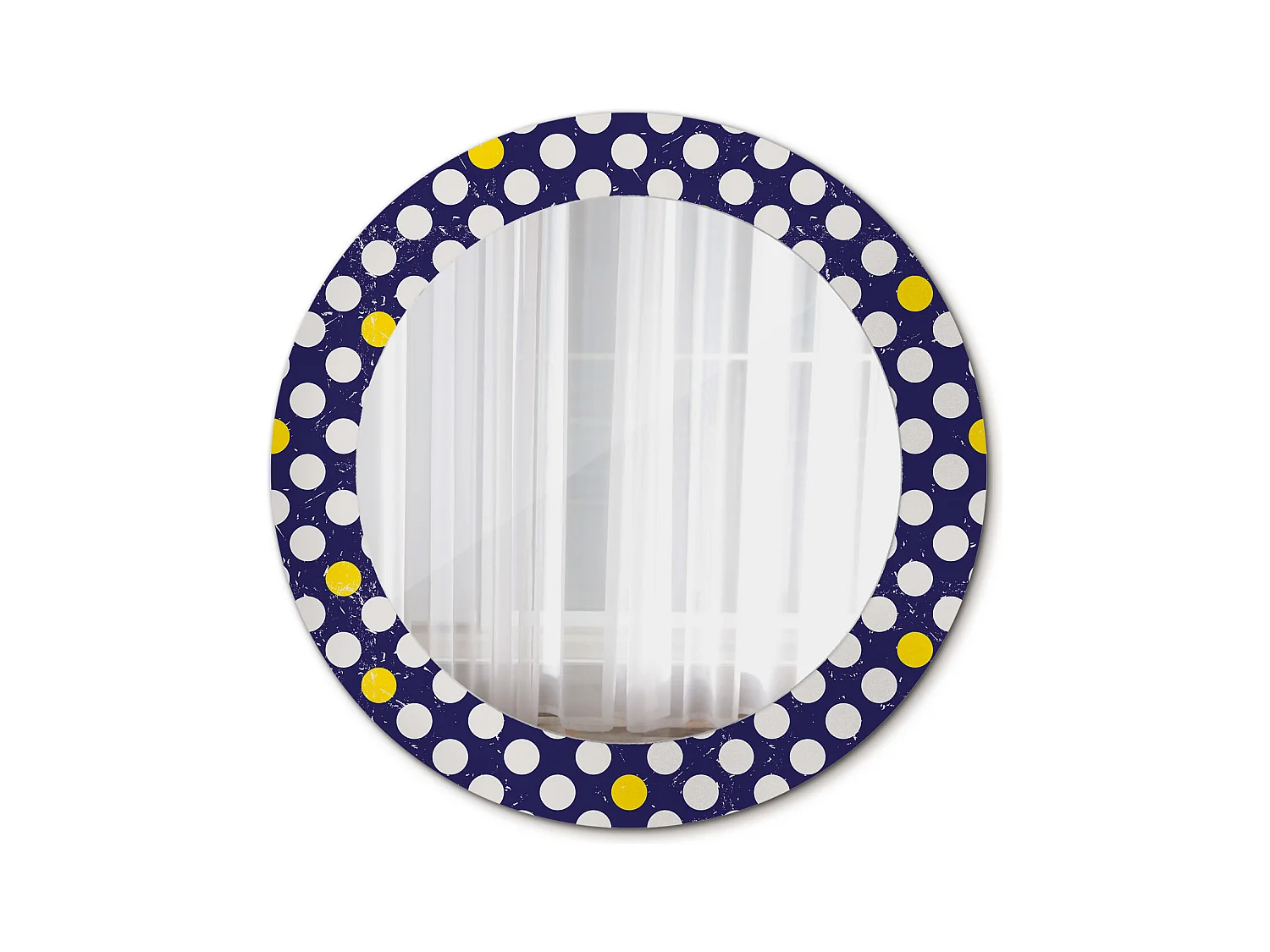 Miroir rond décoratif - Pois rétro - 70 cm