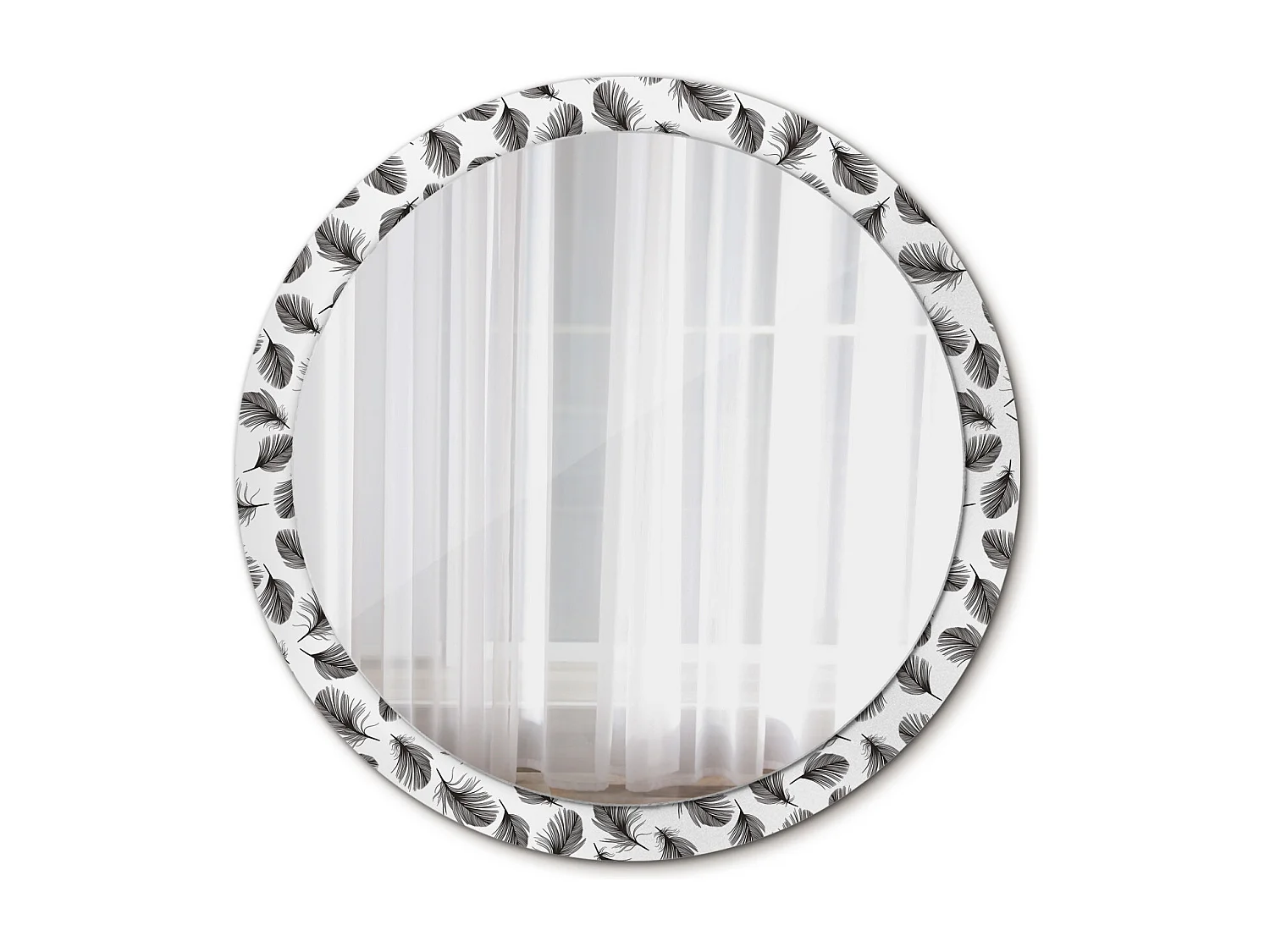 Dekorativer runder Spiegel - Federn - 100 cm