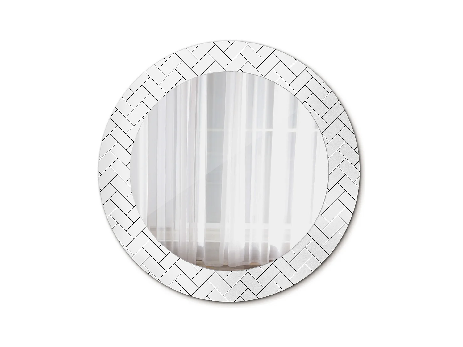 Miroir rond décoratif - Chevrons - 70 cm