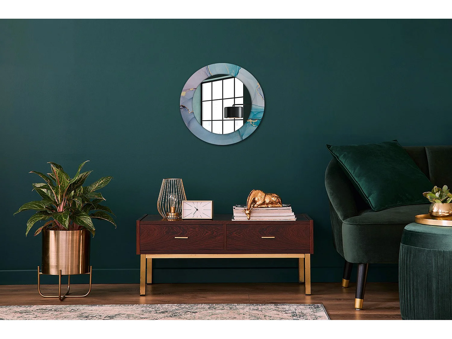 Ronde decoratieve spiegel - Abstract Fluid - 50 cm