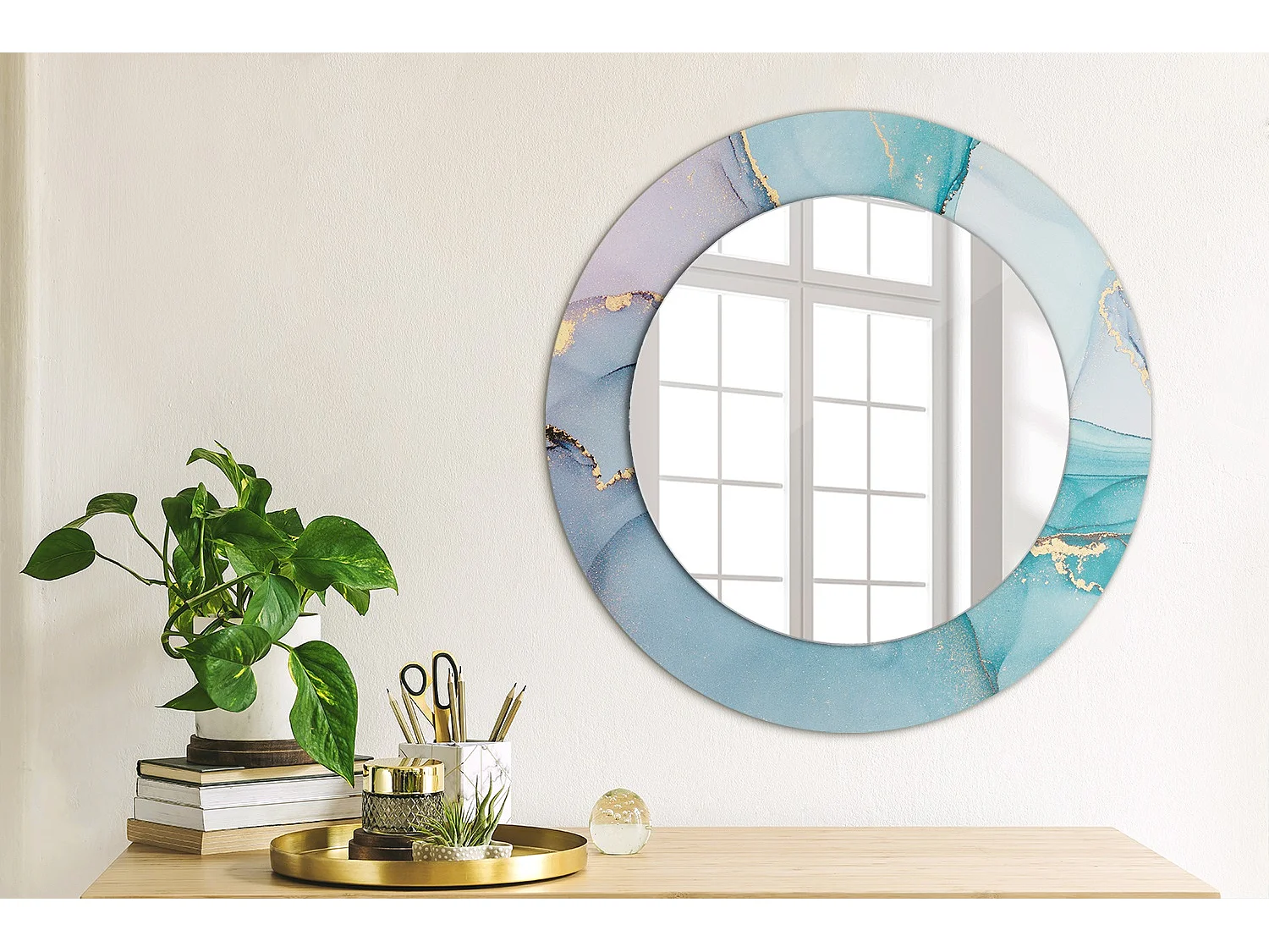 Ronde decoratieve spiegel - Abstract Fluid - 50 cm