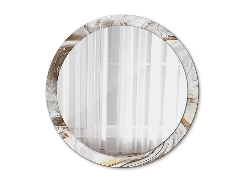 Miroir rond décoratif - Marbre clair - 100 cm