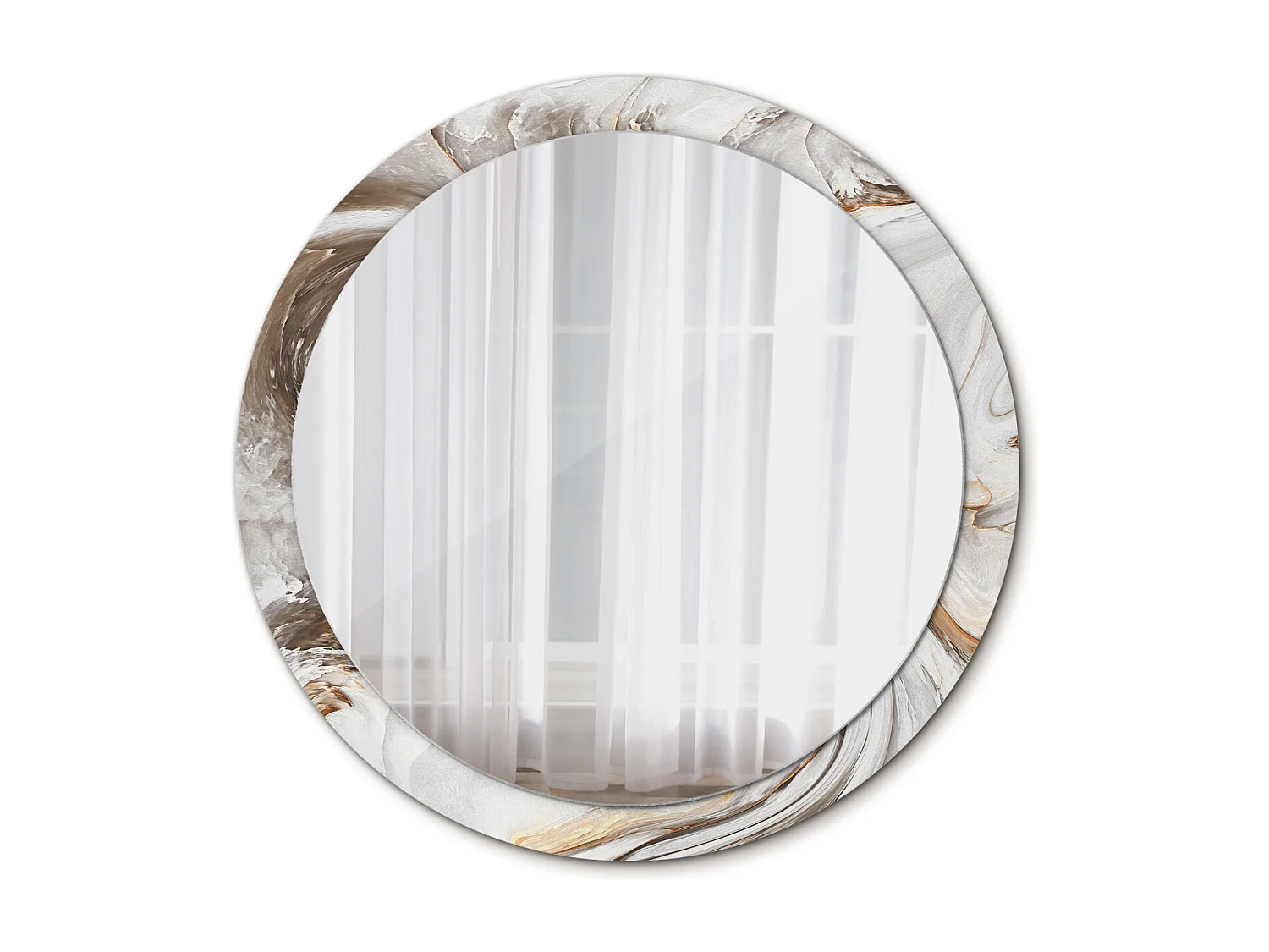 Miroir rond décoratif - Marbre clair - 100 cm