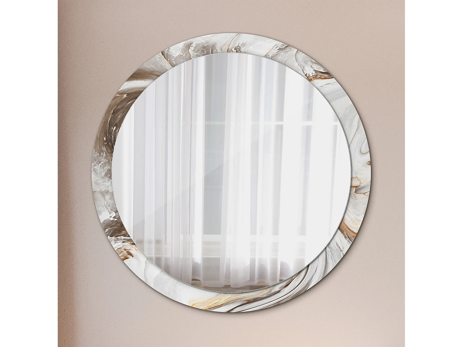 Miroir rond décoratif - Marbre clair - 100 cm