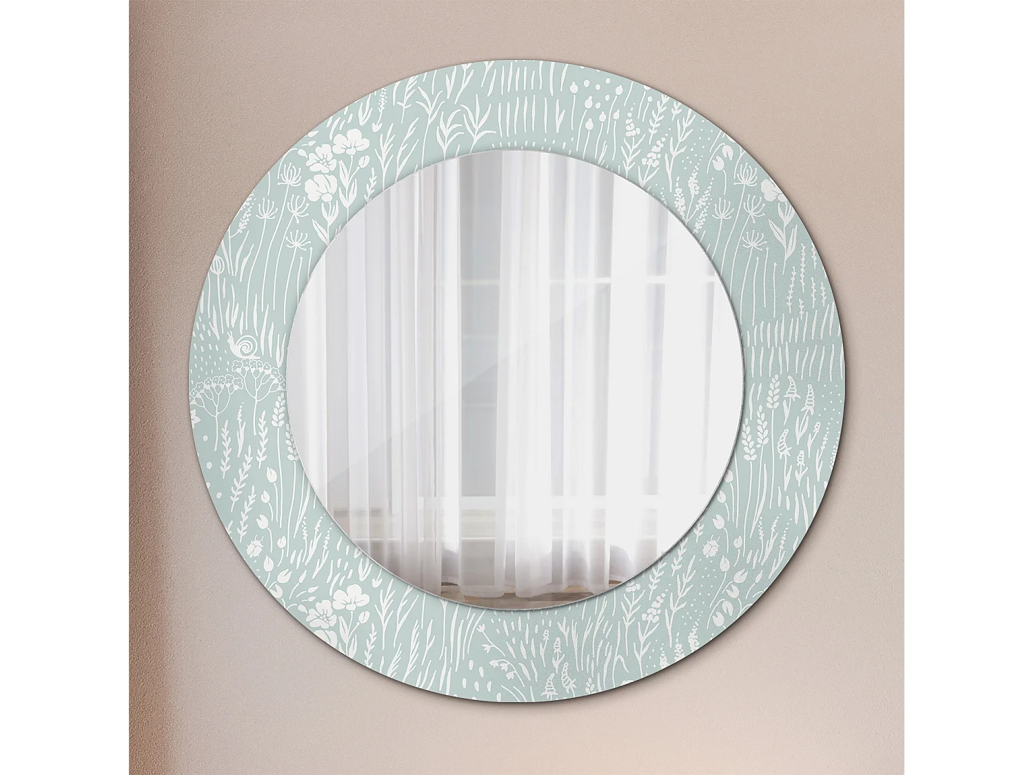 Ronde decoratieve spiegel - slak in de wei - 50 cm