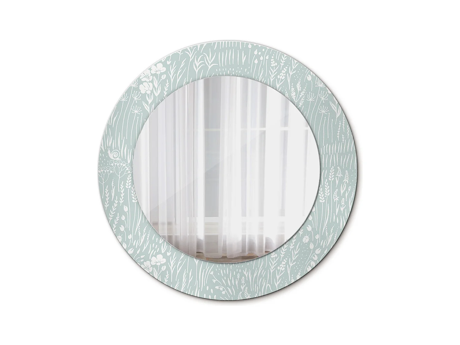 Miroir rond décoratif - Escargot dans le pré - 50 cm