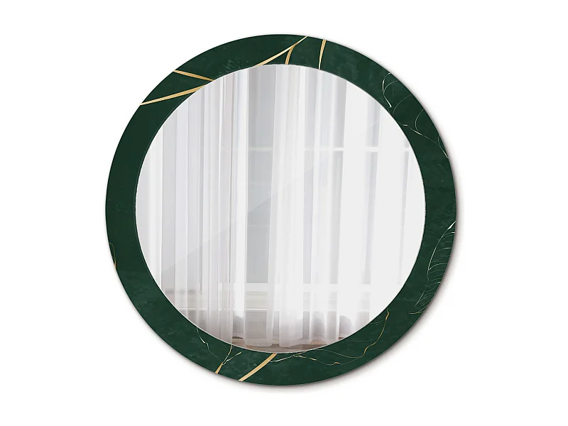 Miroir rond décoratif - Contour feuilles - 80 cm
