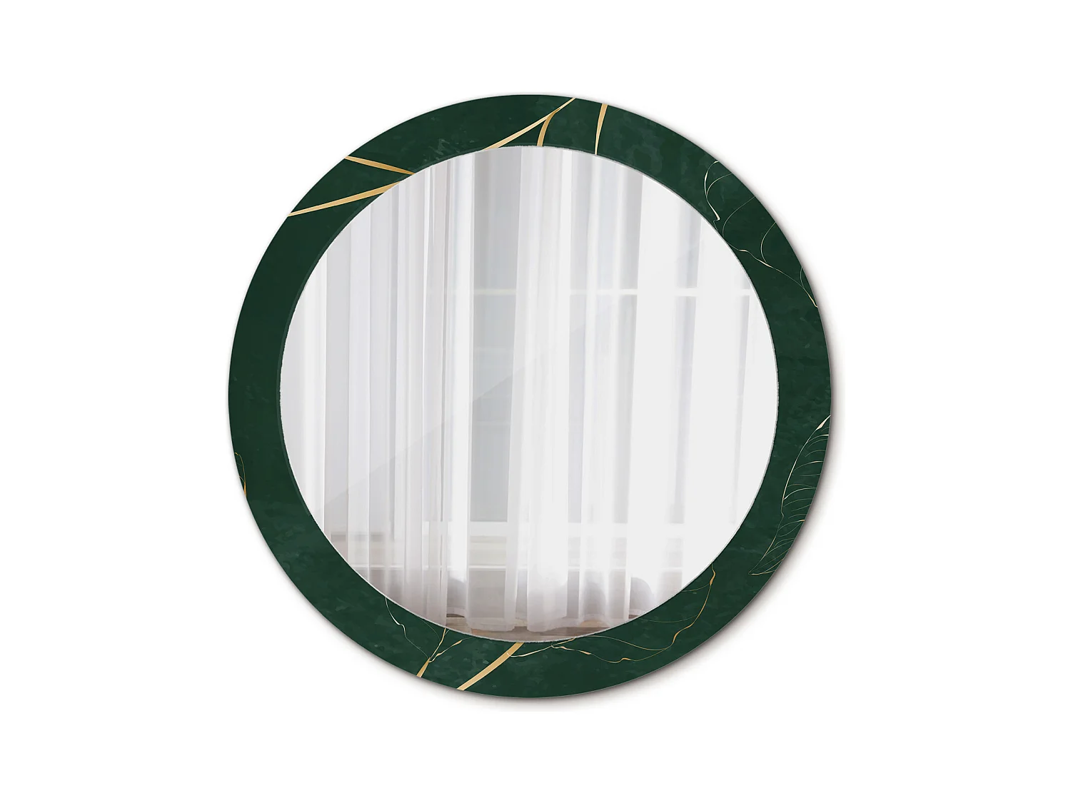 Miroir rond décoratif - Contour feuilles - 80 cm