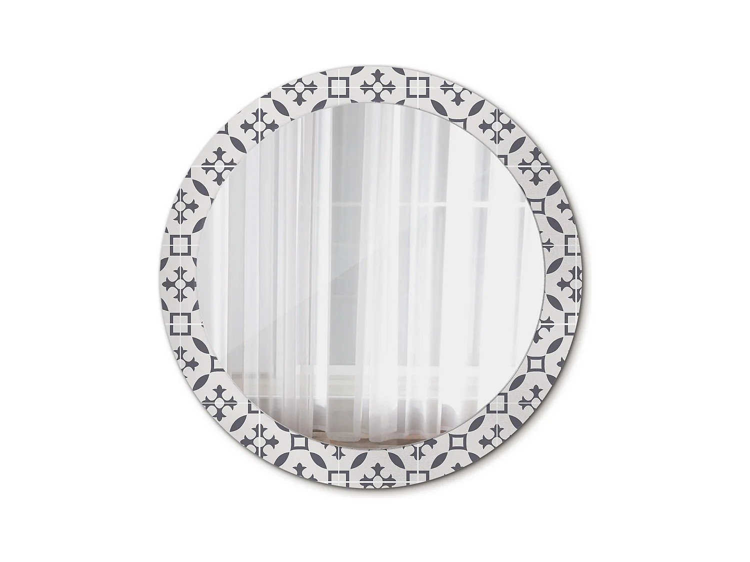 Ronde decoratieve spiegel - tegelpatroon - 80 cm