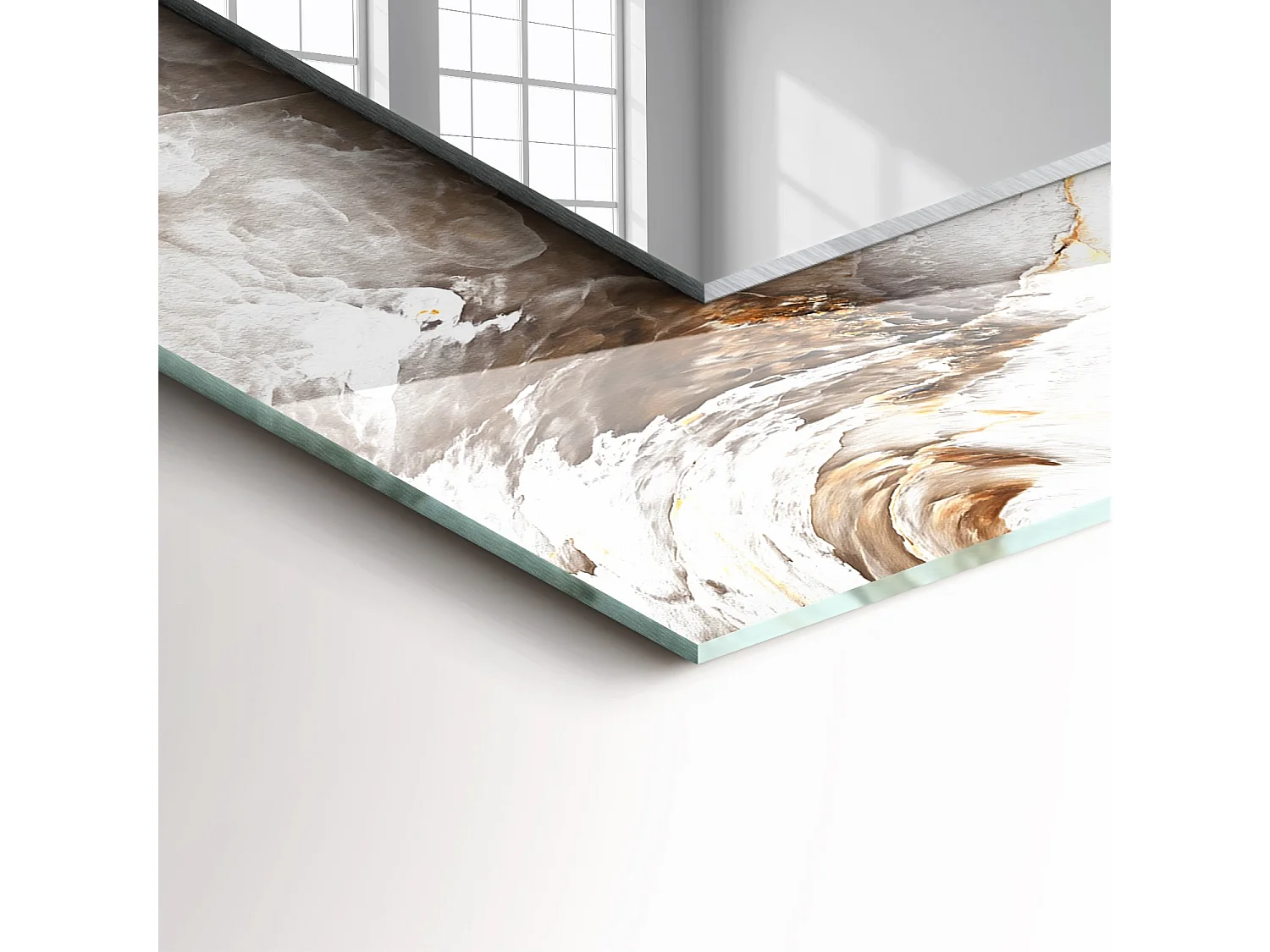 Dekorativer Spiegel mit abstraktem Marmorrahmen 80 x 60 cm