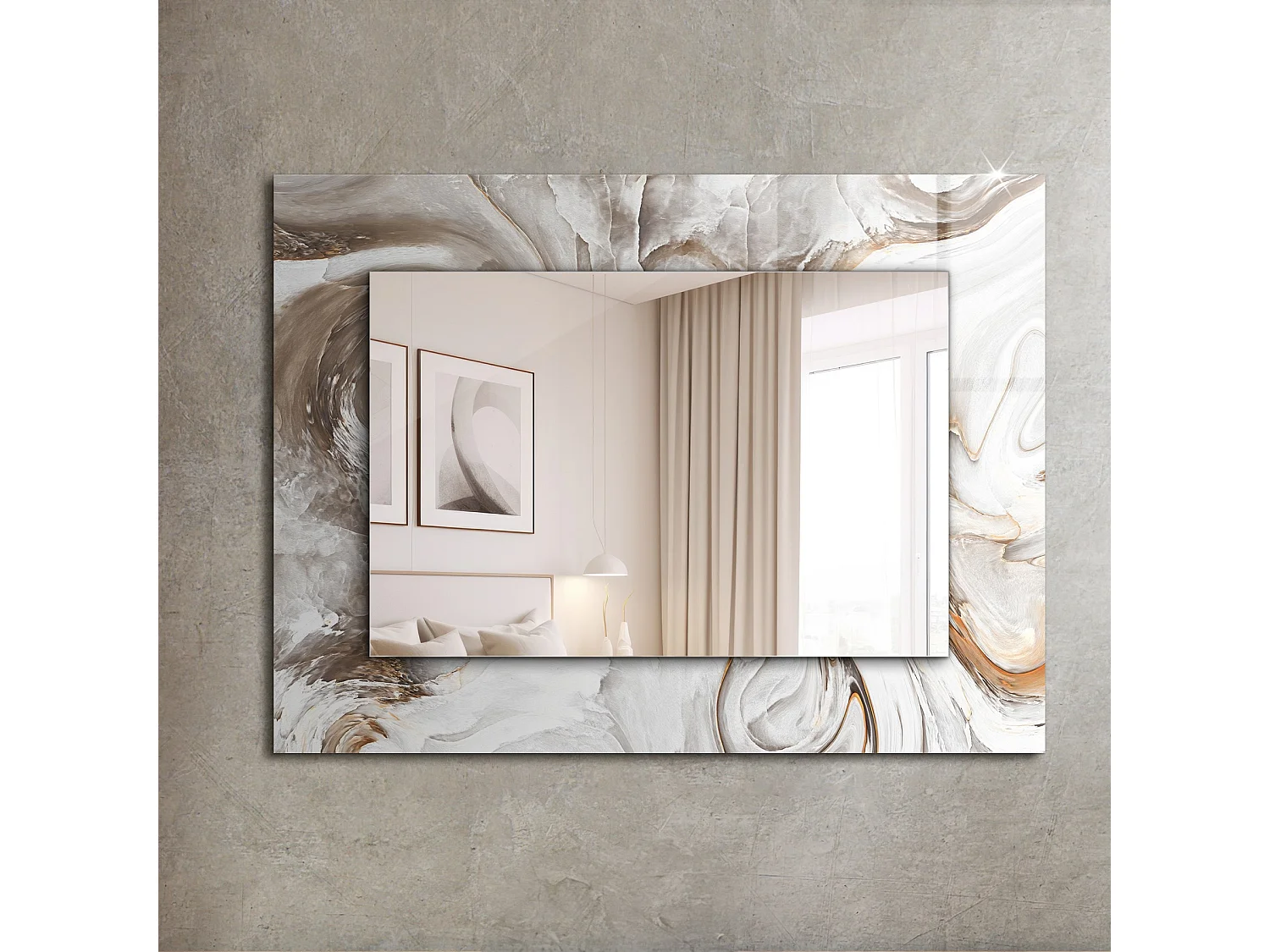 Dekorativer Spiegel mit abstraktem Marmorrahmen 80 x 60 cm