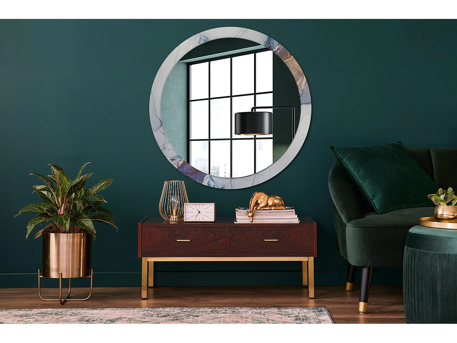 Decoratieve ronde spiegel - Abstracte Kunst - 100 cm