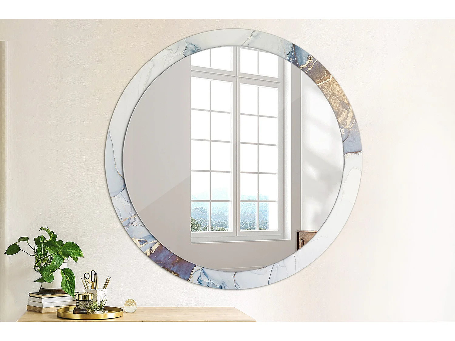 Decoratieve ronde spiegel - Abstracte Kunst - 100 cm