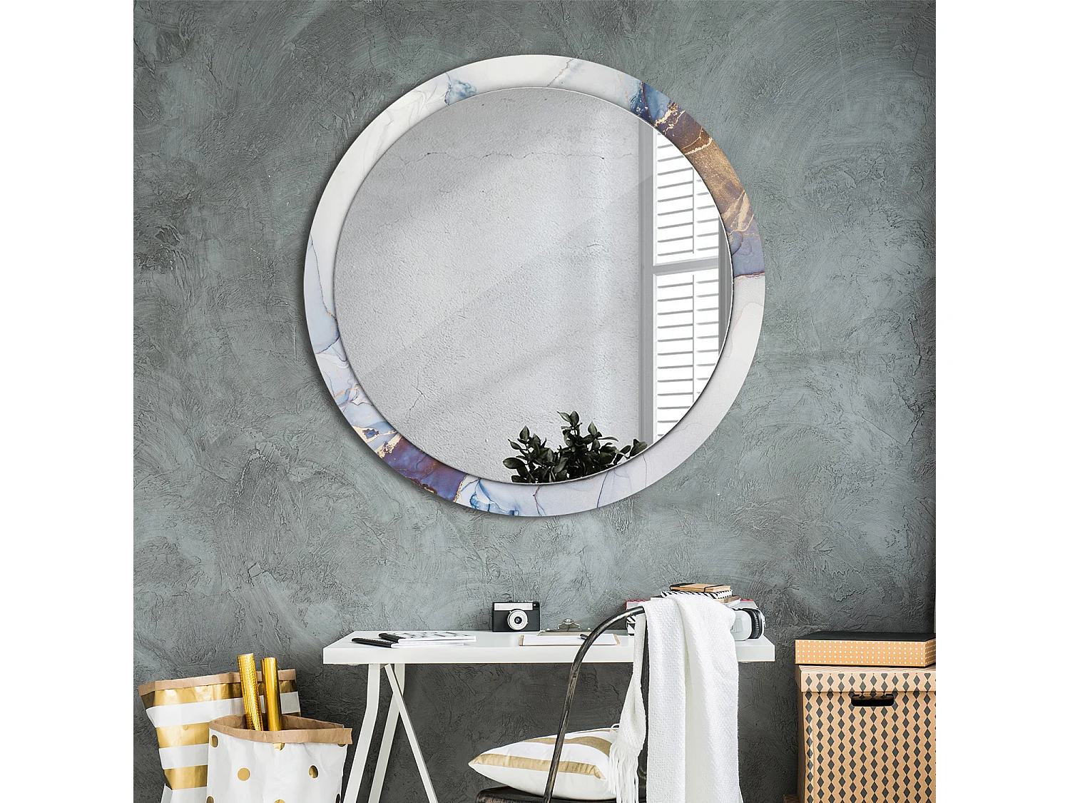 Decoratieve ronde spiegel - Abstracte Kunst - 100 cm