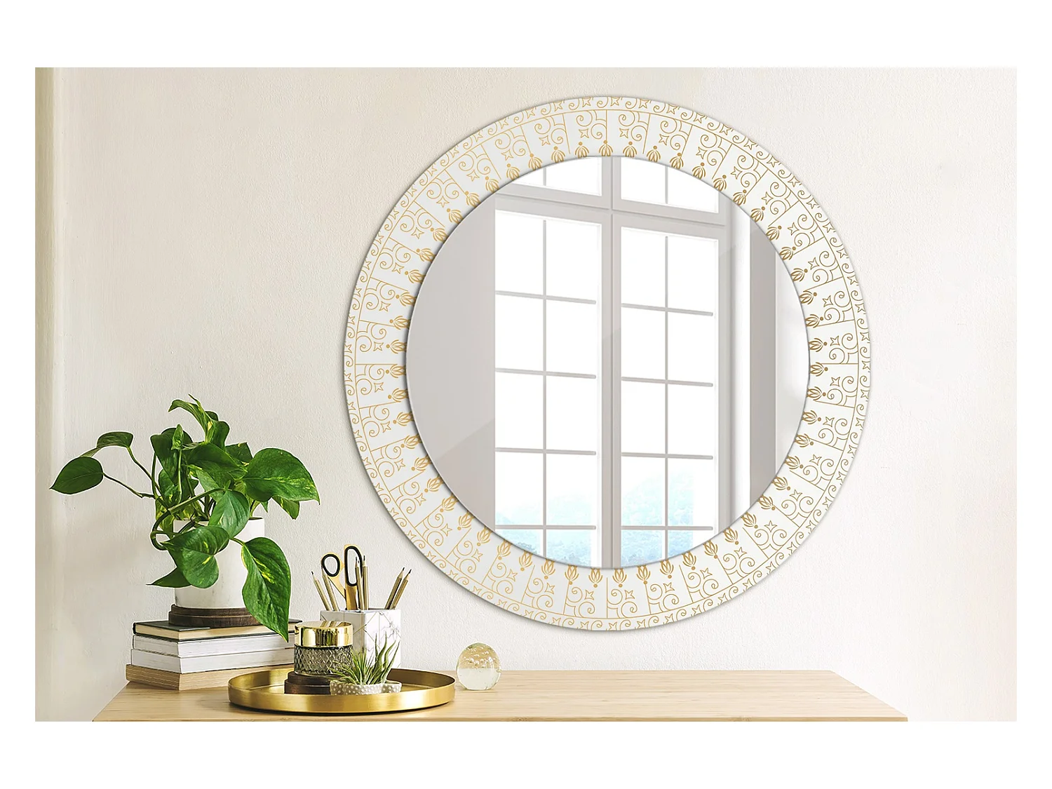 Dekorativer runder Spiegel - Indisches Mandala - 60 cm