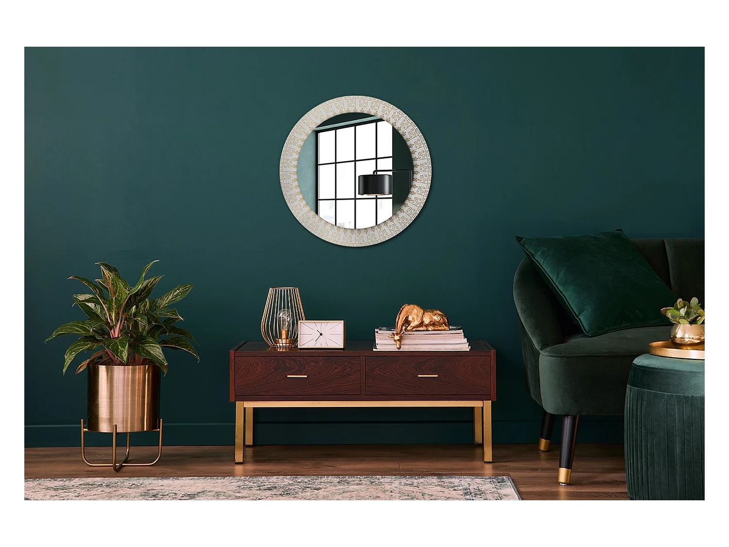 Dekorativer runder Spiegel - Indisches Mandala - 60 cm