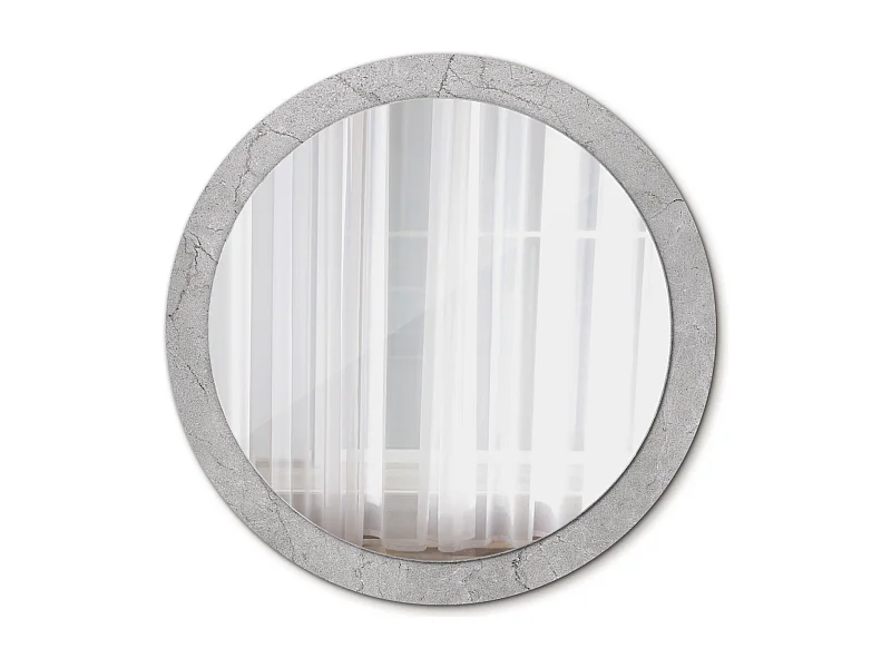 Runder dekorativer Spiegel - Grauer Beton - 90 cm
