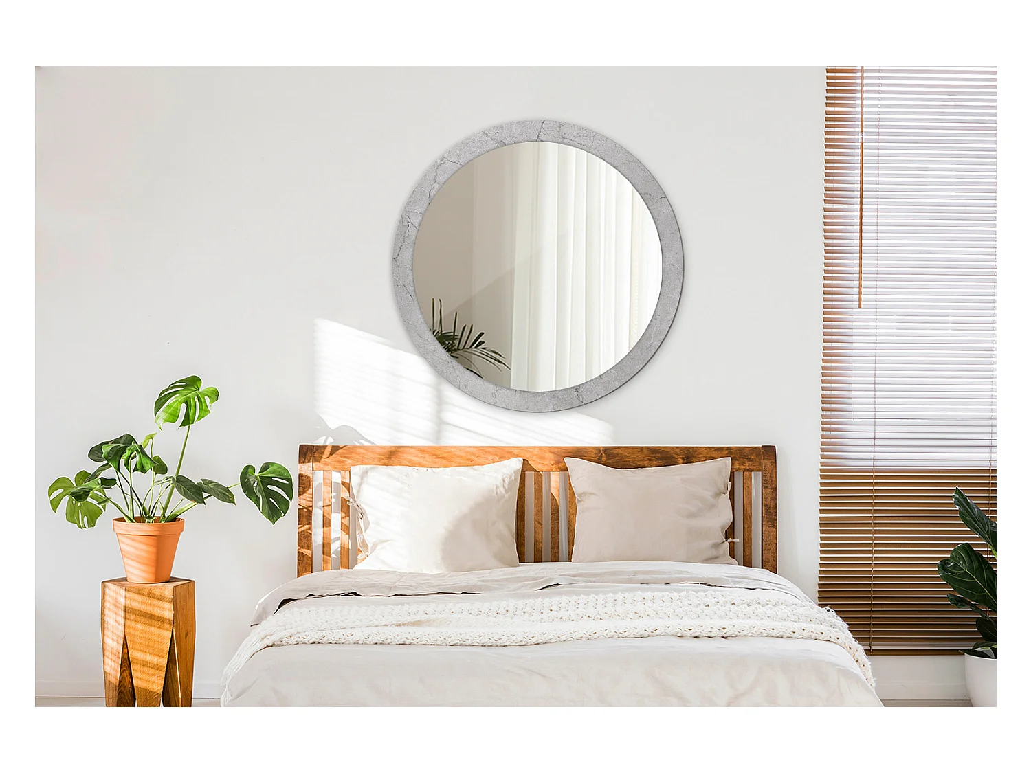 Specchio rotondo decorativo - Cemento grigio - 90 cm