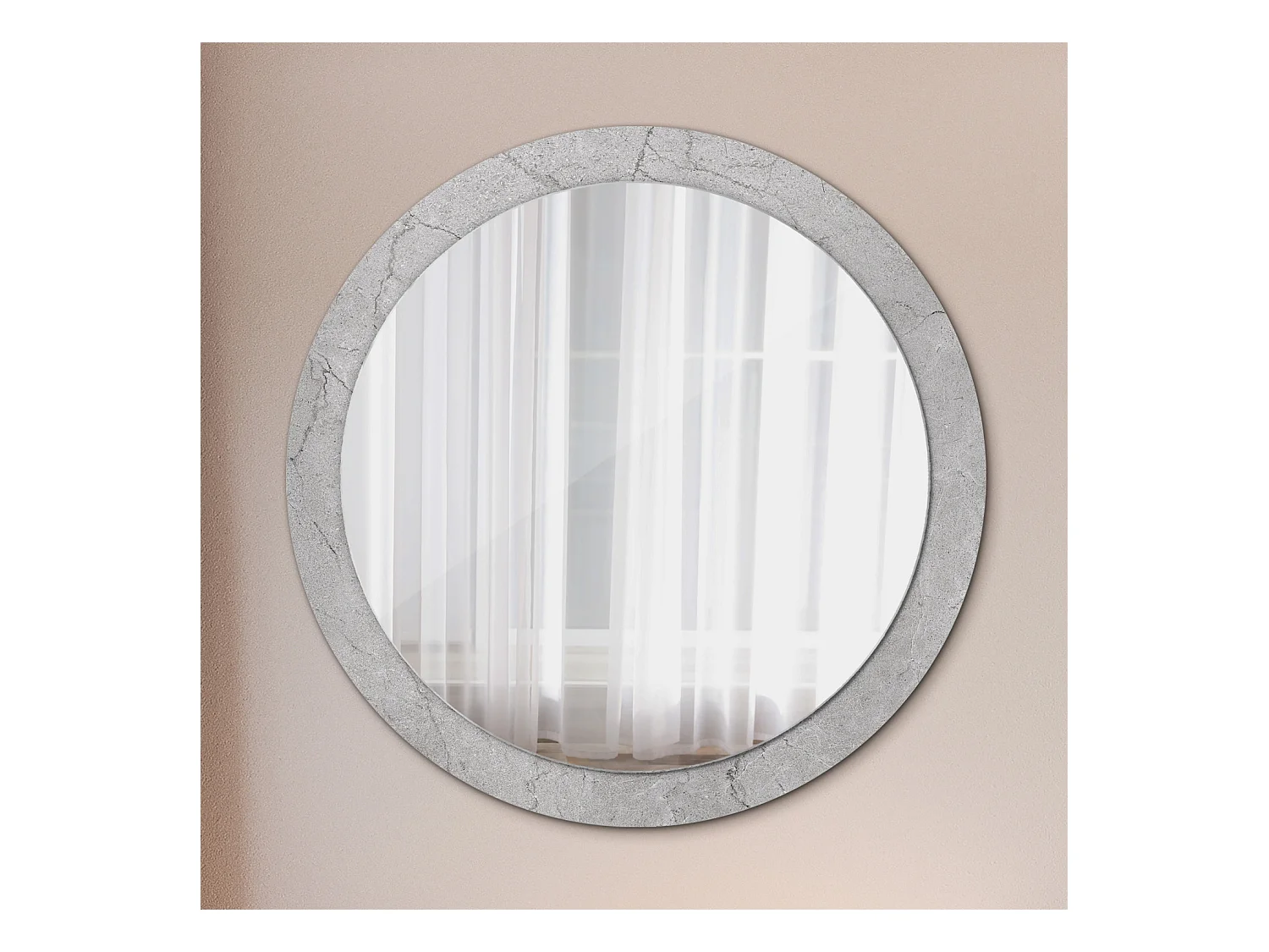 Specchio rotondo decorativo - Cemento grigio - 90 cm
