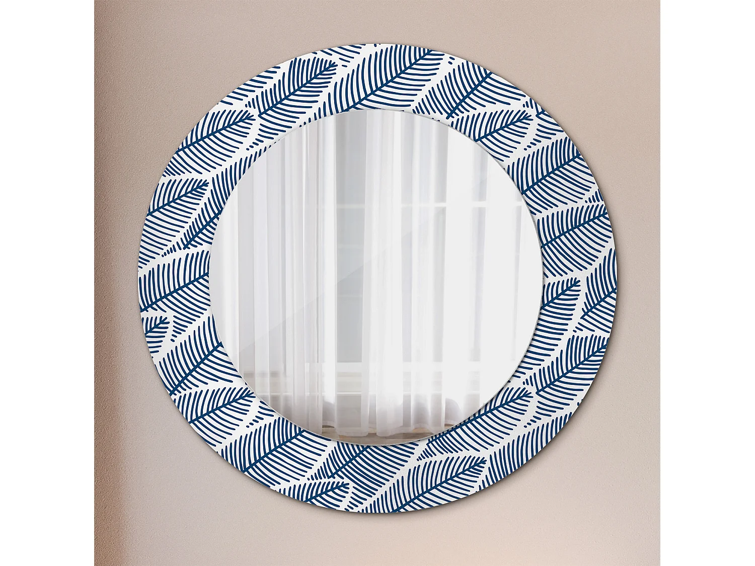 Ronde decoratieve spiegel - bladeren - 50 cm