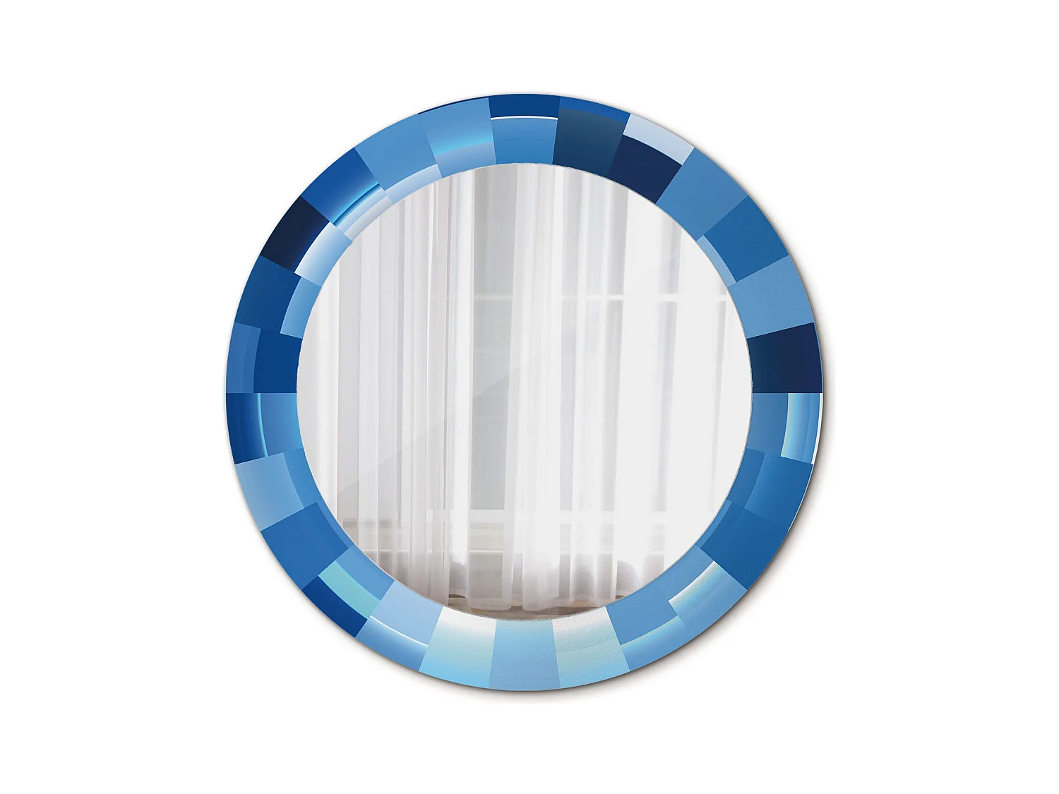 Miroir rond décoratif - Bleu abstrait - 70 cm