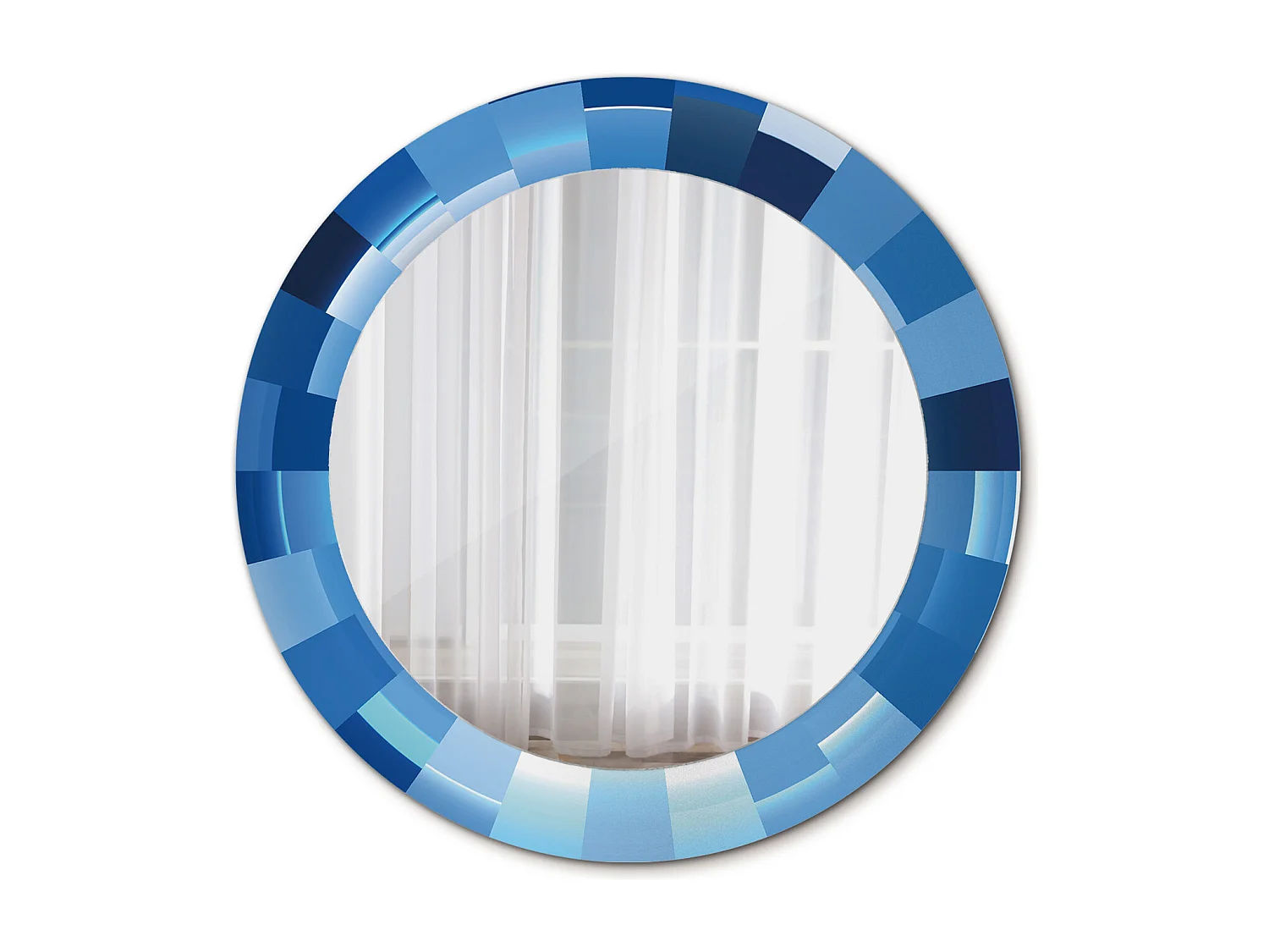 Miroir rond décoratif - Bleu abstrait - 70 cm