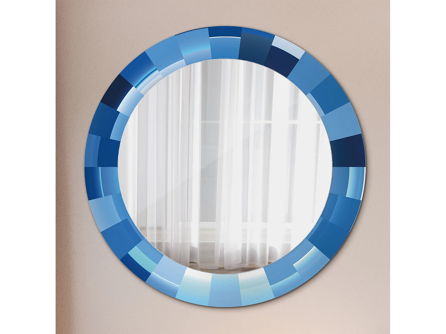 Miroir rond décoratif - Bleu abstrait - 70 cm