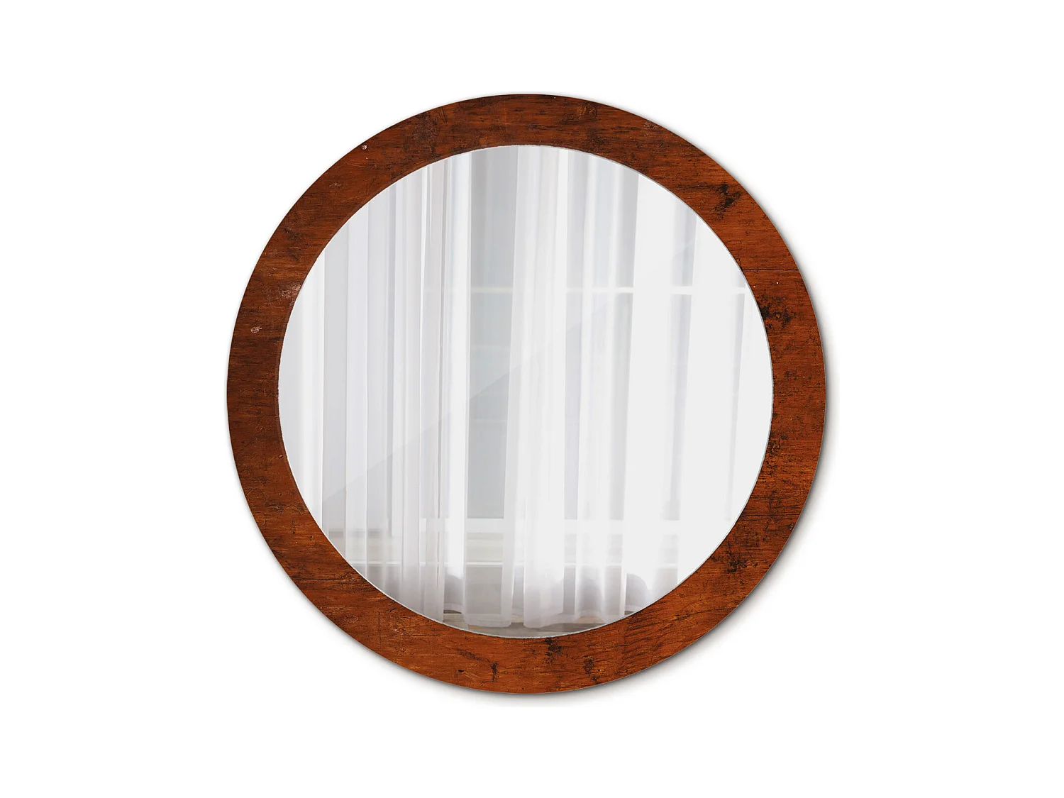 Miroir rond décoratif - Bois naturel - 80 cm