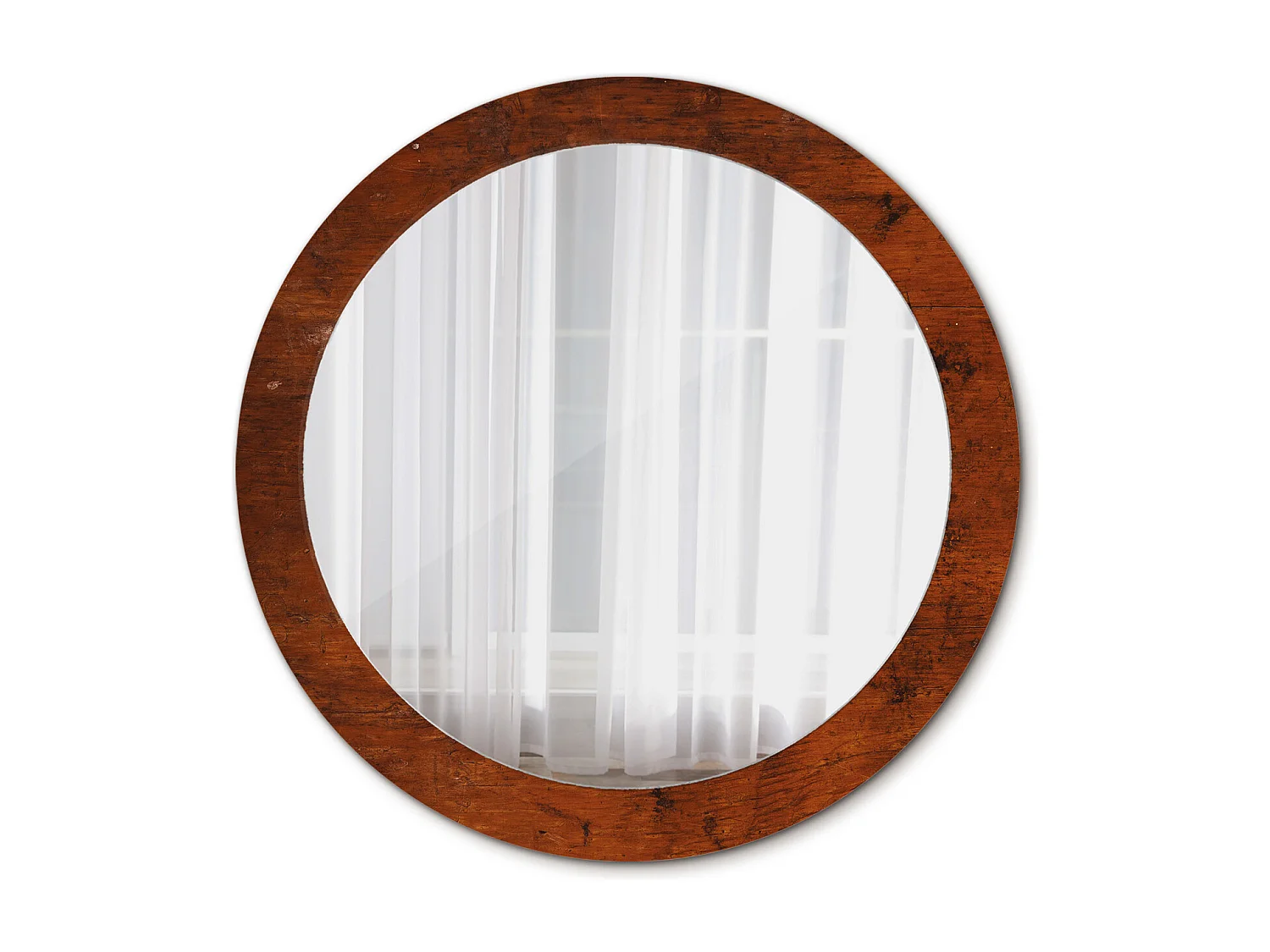 Specchio rotondo decorativo - Legno naturale - 80 cm