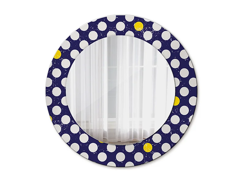 Runder dekorativer Spiegel - Retro-Tupfen - 50 cm