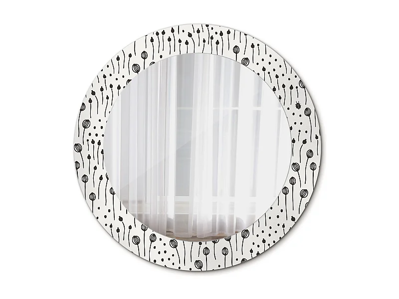 Dekorativer runder Spiegel – Blumenmuster – 60 cm