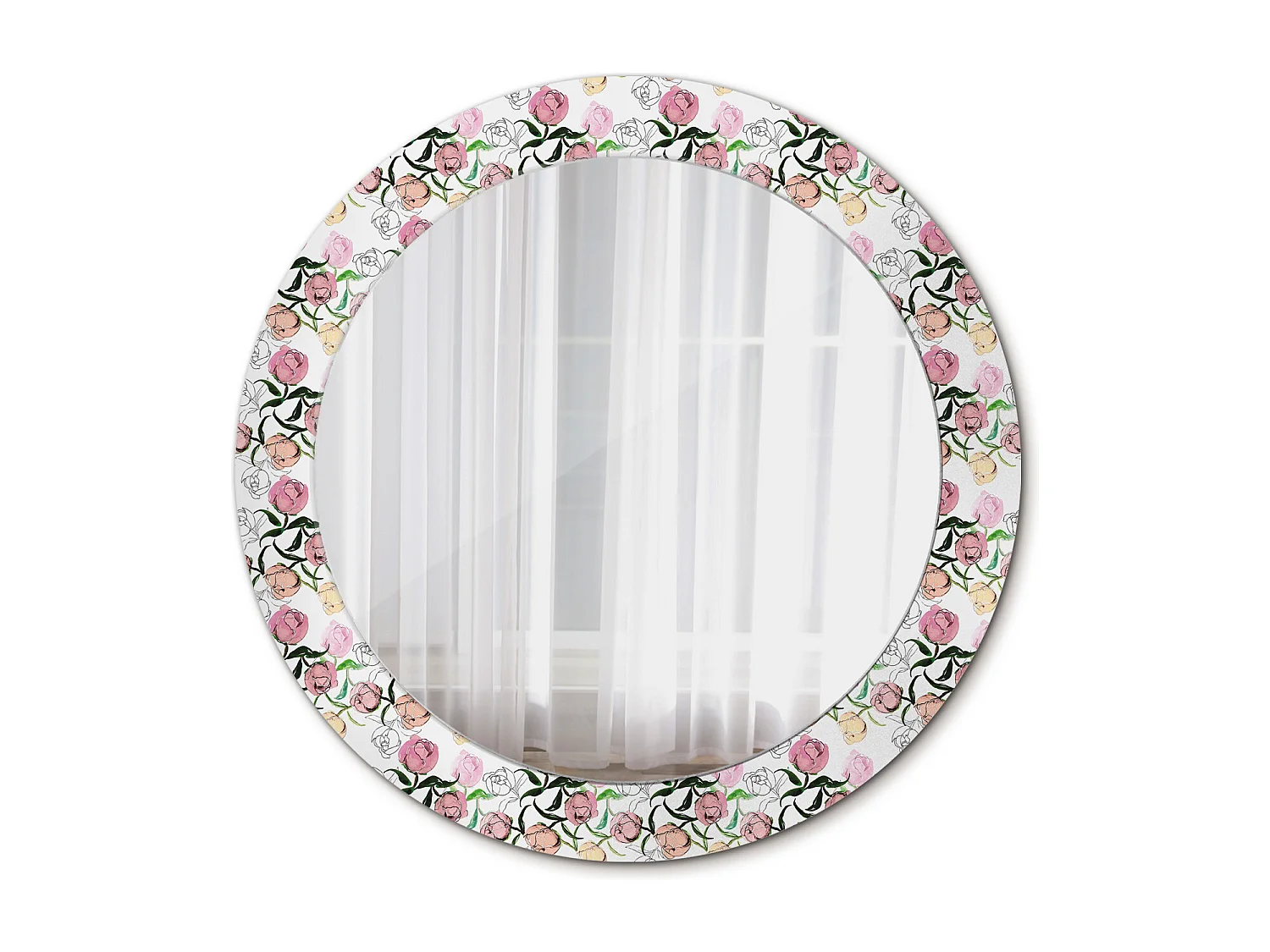 Dekorativer runder Spiegel - Pfingstrosenknospen - 60 cm