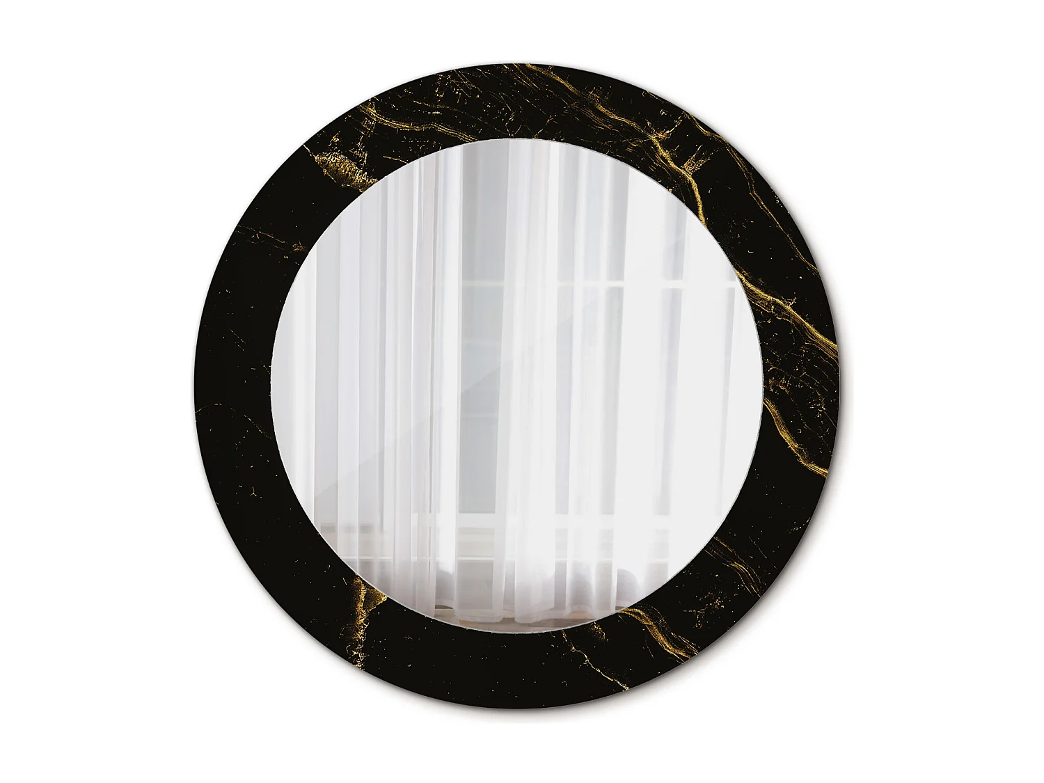 Ronde decoratieve spiegel - Zwart Marmer - 60 cm