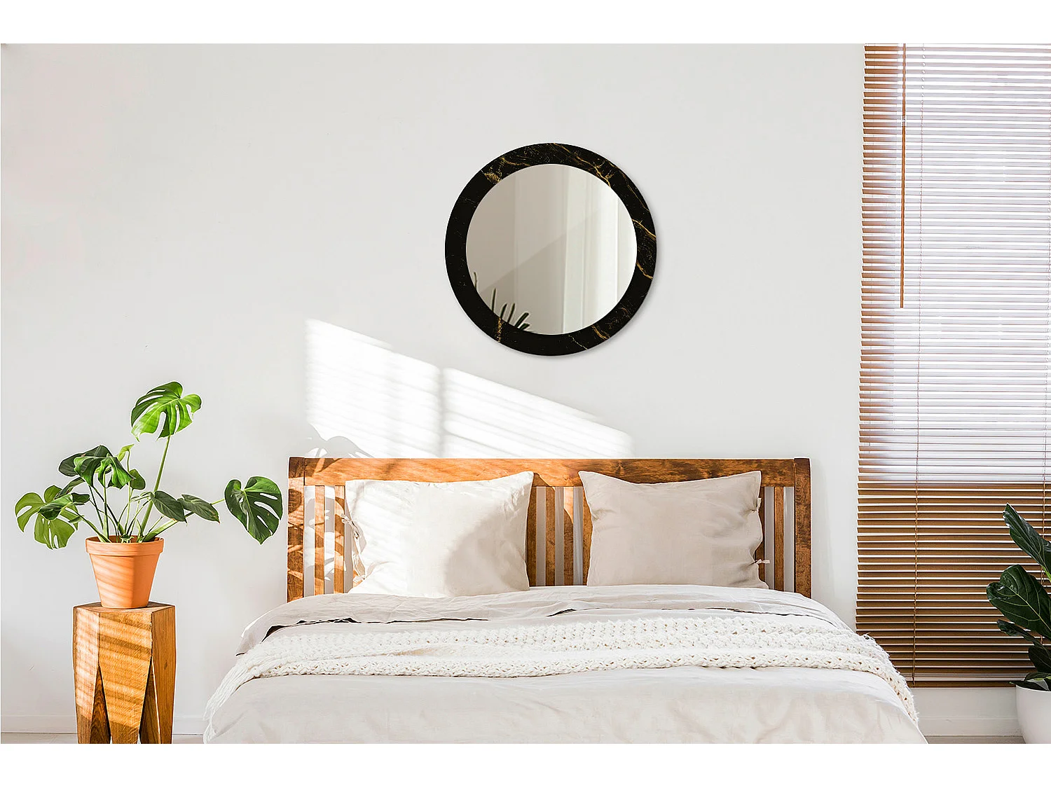 Ronde decoratieve spiegel - Zwart Marmer - 60 cm