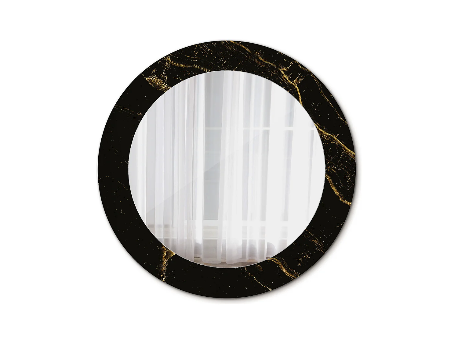 Miroir rond décoratif - Marbre noir - 60 cm