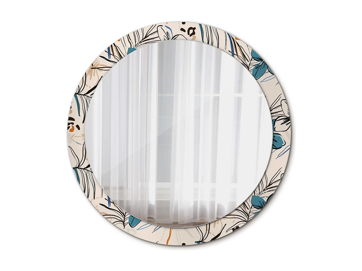 Runder dekorativer Spiegel - Dschungel-Fantasieblumen - 90 cm