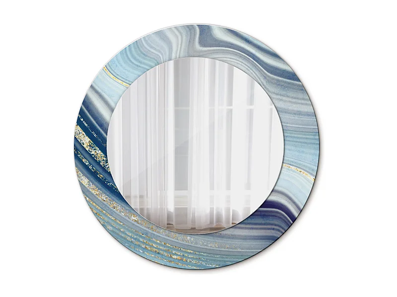 Ronde decoratieve spiegel - Blauw Marmer - 50 cm