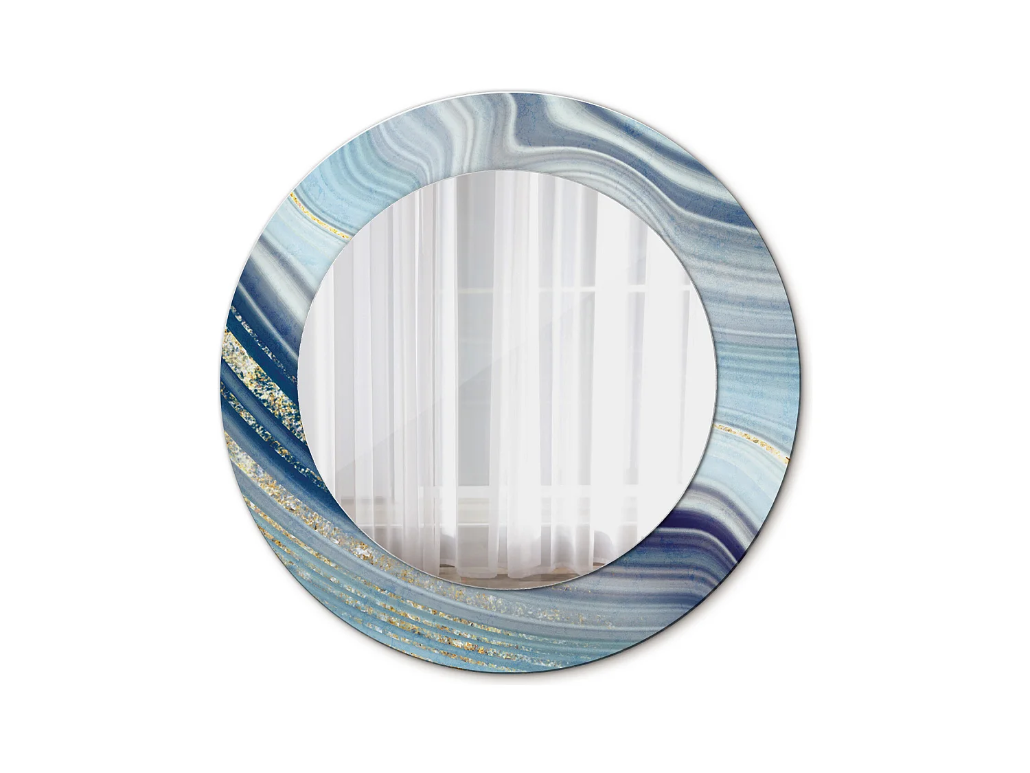 Miroir rond décoratif - Marbre bleu - 50 cm
