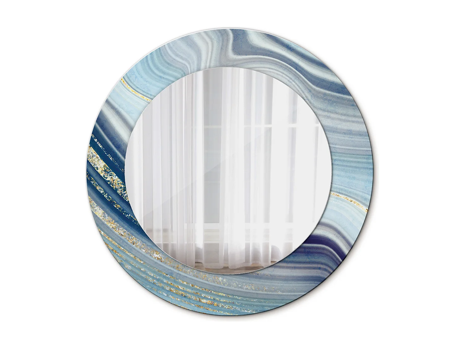 Ronde decoratieve spiegel - Blauw Marmer - 50 cm