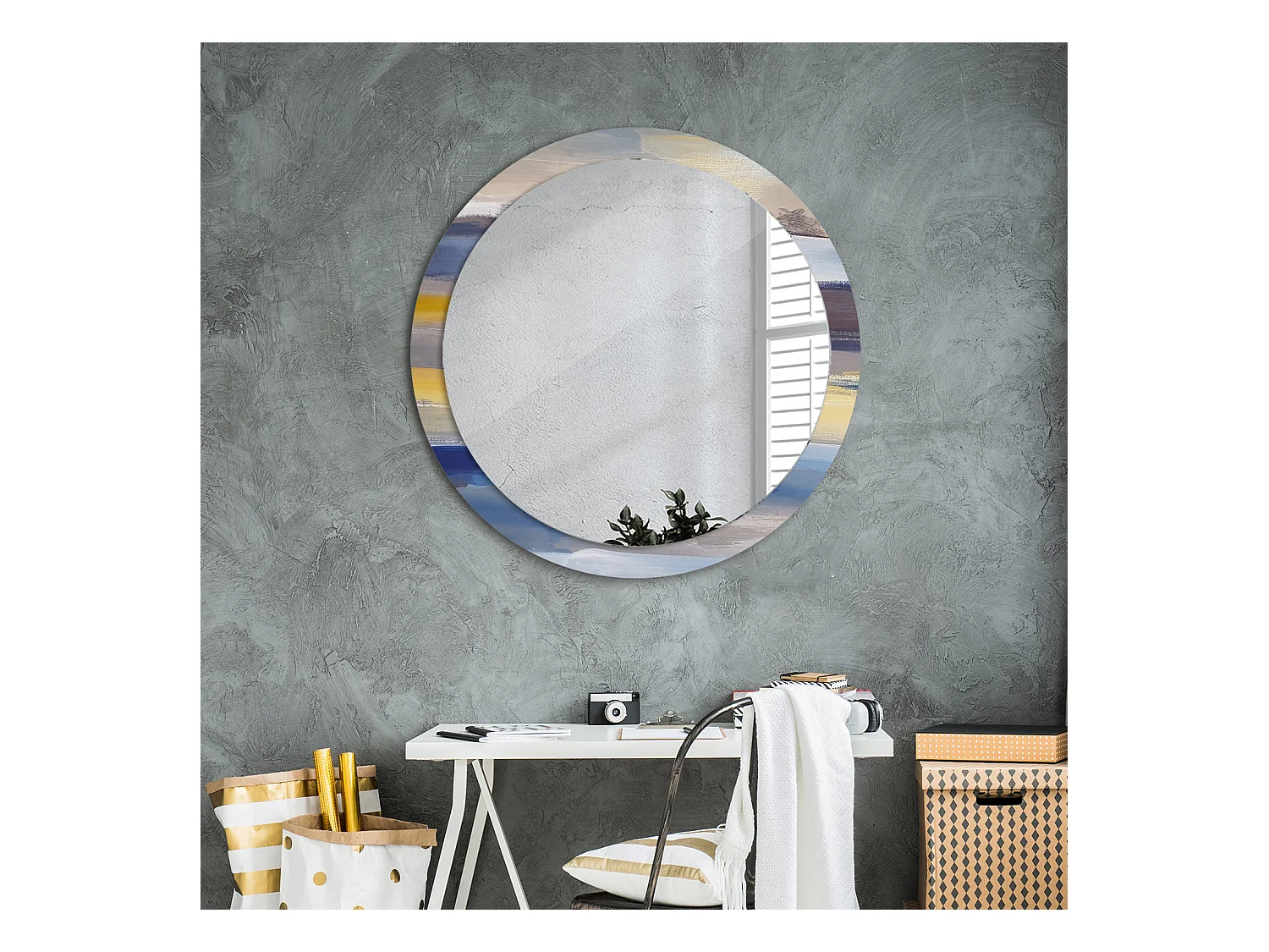 Decoratieve ronde spiegel - Abstract beeld - 90 cm