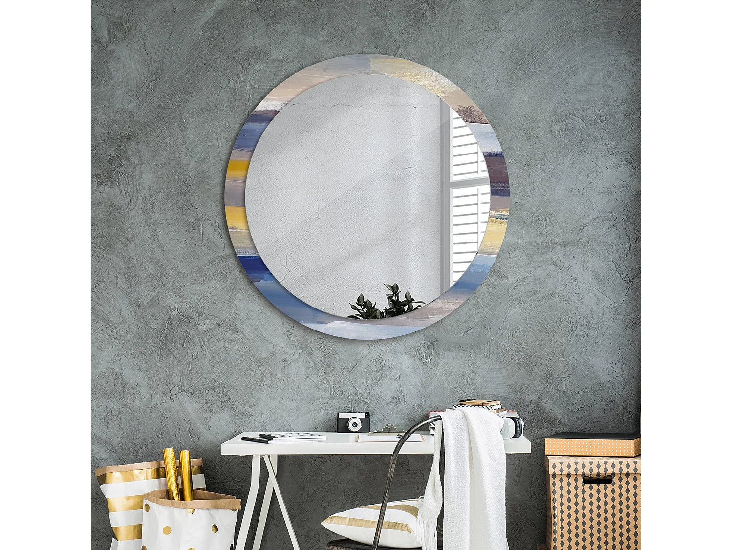 Miroir rond décoratif - Image abstraite - 90 cm