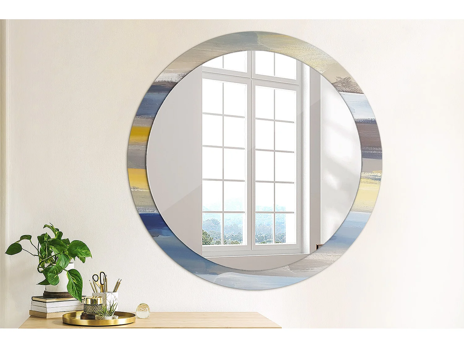 Miroir rond décoratif - Image abstraite - 90 cm