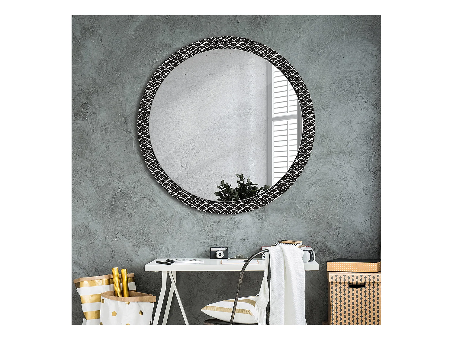 Ronde decoratieve spiegel - oosterse schubben - 100 cm