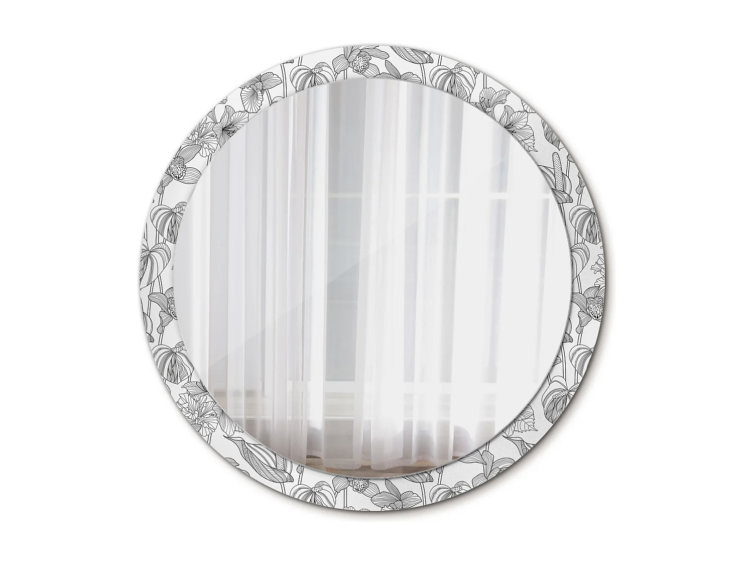 Ronde decoratieve spiegel - bloemenprint - 100 cm