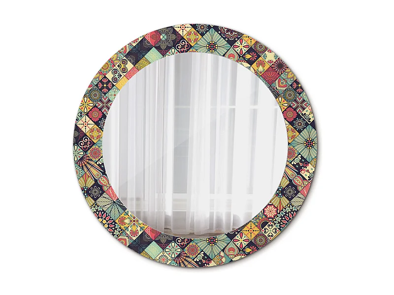 Miroir rond décoratif - Carreaux Patchwork - 70 cm